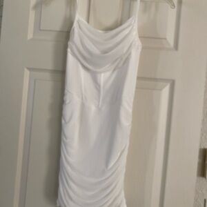 Elegant White Ruched Dress